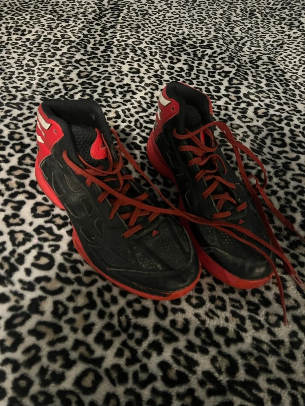 adidas Black and Red High-Top Athletic Sneakers